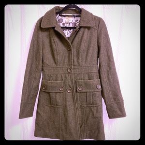 Olive wool a-line classic coat (like new)